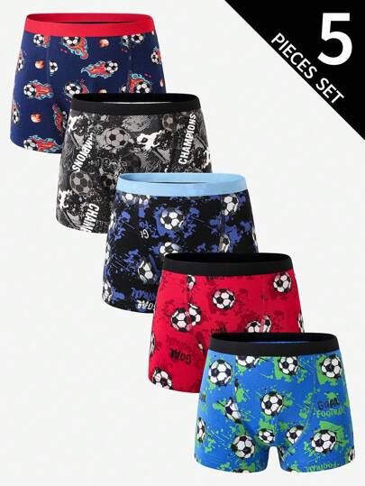 5pcs/Pack Boys' Colorful Sports Boxer Briefs Boys Boxers Pack,Backto SchoolFashion Backto SchoolFashion Fall Winter