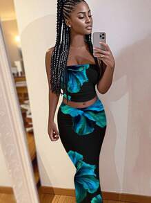 Slaydiva 2025 Ensemble débardeur et short à imprimé floral minimaliste casual pour le printemps/été, convient pour les vacances, les fêtes et la campagne