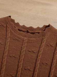 SHEIN 3件套婴儿可爱宽松长袖毛衣背心裤子套装女婴针织服装针织两件套幼儿中性女婴衣服女婴毛衣套装秋冬女婴针织套装 - 彩色 - 查看 4