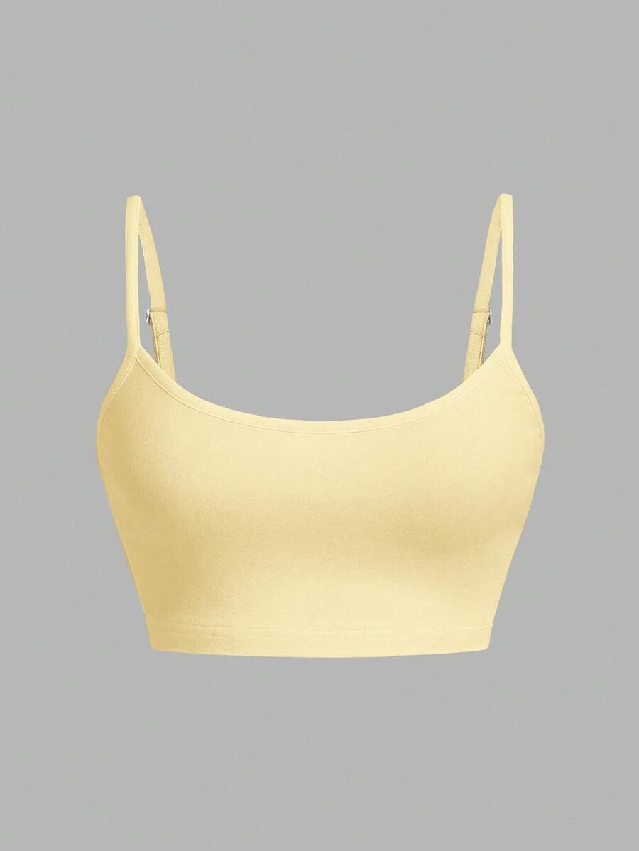 SHEIN EZwear Áo ba lỗ nữ màu vàng kem gợi cảm thường ngày, phù hợp cho mùa hè - Màu vàng - Xem 1