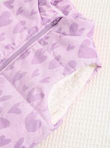 Cozy Pixies 女婴心形图案羊毛厚无袖背心，百搭舒适