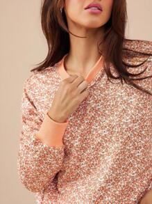WESTFADE Spring Floral Printed Oversized Crew Neck Long Sleeve Sweatshirt 90s Graduation,Back To School Outfits,Graduation,Teacher Outfits For Women,Back To School