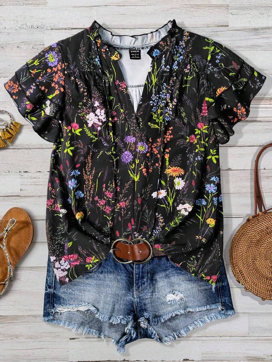 Linhara 大码休闲度假印花夏季衬衫 - 彩色 - 查看 1