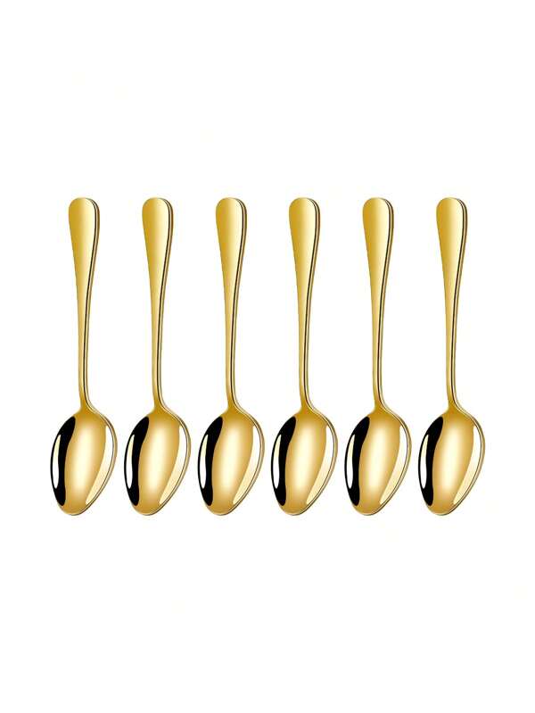 2/4/6/12 piezas Cucharas de acero inoxidable para café/té/postre, aptas para cocina, hotel, cafetería, suministros escolares