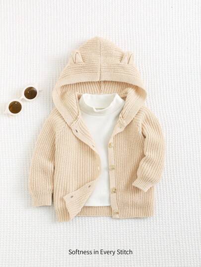 Cozy Pixies كارديجان بغطاء رأس بأكمام طويلة قابل للارتداء ثلاثي الأبعاد للأطفال حديثي الولادة الصبيان