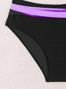 Swim Lushoire Contrast Color Bikini Swimwear For Summer Beach Vacation - Purple - View 7