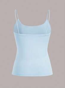 SHEIN EZwear 4pcs Casual Solid Color Black, Navy, Sky Blue, White Basic Camisole Tops, Suitable For Spring/Summer - Multicolor - View 5