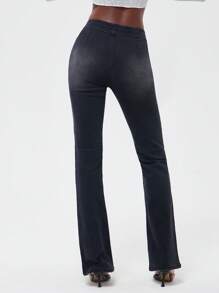 NYA SZN 低腰前拉链修身 Y2K 夏季牛仔裤，音乐节优雅假期春假早午餐弹力俱乐部牛仔裤休闲 - 黑色 - 查看 2