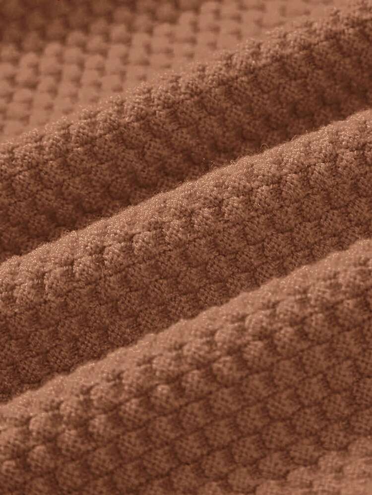 Baby Girls' Casual Cute A-Line Long Sleeve Crew Neck Sweater Dress Baby Girl Knit Dress Baby Girl Sweater Dress Brown Baby Girl Dress Knit Baby Dress Cable Knit Baby Dress Baby Knitwear Baby Girl Fall Dress Winter - Brown - View 5