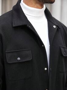 Manfinity Homme 1pc Men Plus Size Jacket, Black Bomber Jacket, Minimalist Business Design, Slim Fit Comfortable Silhouette, Functional Zipper Pockets On Both Sides, Popular Ins Jacket, Mature Street Style Layering, Casual Commute Back-To-School Holiday, Gift For Husband Or Boyfriend, Unisex Couple Matching , Fall Winter