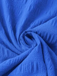 DreamSkyne Plus Size Women's Solid Color Round Neck Cap Sleeve Casual Dress - Blue - View 5