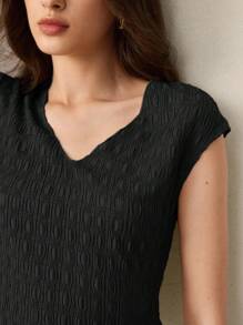 BizChic 2025 秋季新款优雅都市浪漫朴素乡村音乐演唱会复古机场旅行婚礼宾客生日万圣节商务休闲办公室约会派对郊游返校女士 V 领纹理 T 恤外套上衣秋季