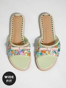 SHUZIA 宽版女式花卉缝线网眼平底凉鞋 - 彩色 - 查看 5