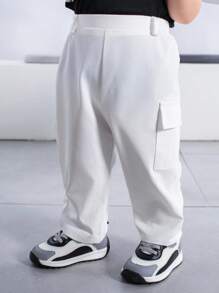 SHEIN Baby Boy Casual Elastic Waist Solid Color Pants With Pockets, Suitable For Spring And Summer - Multicolor - View 7