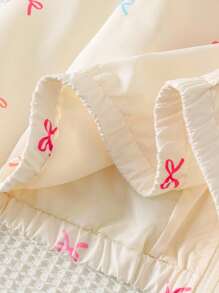 Young Girl Casual Everyday Bow Print Zip-Up Hooded Jacket Fall Winter - Multicolor - View 4