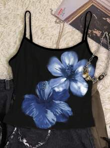 Attitoon 3 Set Stylish Women's Cami Tops In Multicolor Graphic Design For Summer Summer Tops Crop Tops Summer Cute Beach Tops Blue Floral Crop Top Summery Tops,Halter Top - Multicolor - View 4