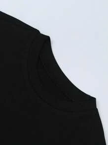 Everyssa Camiseta de manga corta versátil de cuello redondo de unicolor, verano - Café integral - Ver 9