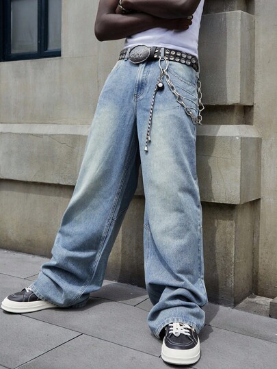 Street Life Jeans larges délavés et déchirés pour hommes