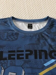 Men's Jumpsuit Pajamas, Red Sports Car Element, Navy Blue & Dark Grey Accents, Vibrant Design Highlighting Active Personalized, Short Sleeve & Shorts, Comfortable For Summer - Multicolor - View 3