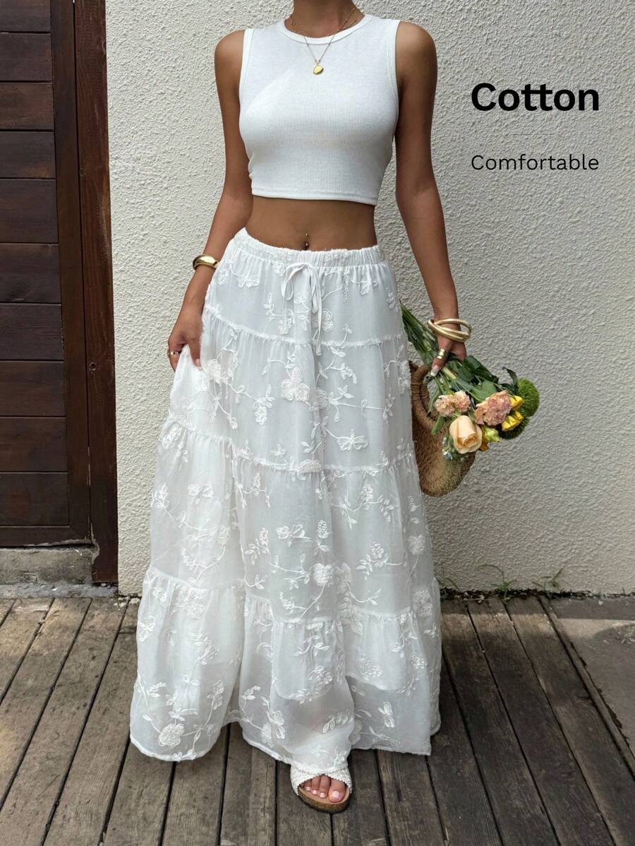 SHEIN EZwear 2件套女士白色度假装 - 白色 - 查看 1