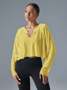 VARSIVA Summer & Autumn Outdoor & Leisure Basic With Women Sports Tees & Tanks White Gym Topgym Top Long Sleevegym Long Sleeve Toplong Sleeve Workout Topwhite Top Long Sleeve - Yellow - View 6