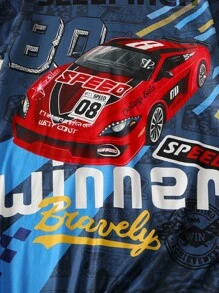 Men's Jumpsuit Pajamas, Red Sports Car Element, Navy Blue & Dark Grey Accents, Vibrant Design Highlighting Active Personalized, Short Sleeve & Shorts, Comfortable For Summer - Multicolor - View 6