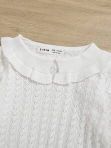 SHEIN 3件套婴儿可爱宽松长袖毛衣背心裤子套装女婴针织服装针织两件套幼儿中性女婴衣服女婴毛衣套装秋冬女婴针织套装 - 彩色 - 查看 5