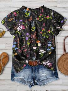 Linhara 大码休闲度假印花夏季衬衫 - 彩色 - 查看 2