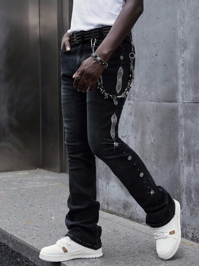 Street Life Jeans con efecto diamante y vuelo para hombre
