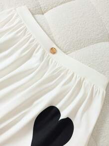 Regalyn Saia casual plus size feminina com estampa de coração e botões, corte A