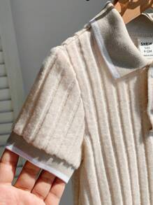 SHEIN 新生儿男女宝宝柔软舒适POLO领短袖连体衣，适合室内、室外、日常穿着、运动、玩耍、派对、拍照、度假、节日等各种场合，春夏秋冬皆宜。 - 杏色 - 查看 9