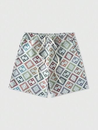 Street Life Short décontracté à taille coulissante avec poches, imprimé tout-sur-tout, pour homme, été