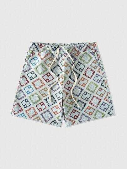 Street Life Men's All-Over Print Drawstring Waist Pocket Casual Shorts, Summer