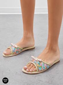 SHUZIA 宽版女式花卉缝线网眼平底凉鞋 - 彩色 - 查看 7