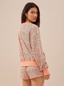 WESTFADE Spring Floral Printed Oversized Crew Neck Long Sleeve Sweatshirt 90s Graduation,Back To School Outfits,Graduation,Teacher Outfits For Women,Back To School