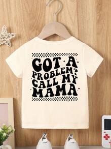 Baby Boy Casual Fashionable Creative Cartoon Cute Ghost Face Skeleton Hand Gesture Funny Letter Slogan Graphic Print Casual Basic Short Sleeve T-Shirt, Summer