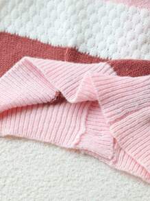 SHEIN Áo len cardigan dài cổ chữ V kẻ sọc cho bé gái, mềm mại và ấm áp cho mùa tựu trường, Thu/Đông - Nhiều màu - Xem 4