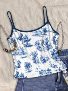 Attitoon 3 Set Stylish Women's Cami Tops In Multicolor Graphic Design For Summer Summer Tops Crop Tops Summer Cute Beach Tops Blue Floral Crop Top Summery Tops,Halter Top - Multicolor - View 3