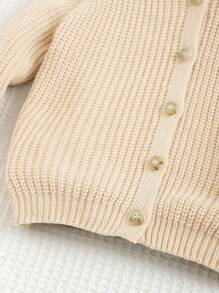 Cozy Pixies 新生男婴休闲百搭3D耳朵连帽长袖开衫毛衣 - 杏色 - 查看 7