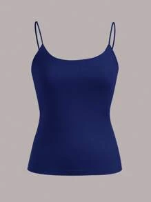 SHEIN EZwear 4pcs Casual Solid Color Black, Navy, Sky Blue, White Basic Camisole Tops, Suitable For Spring/Summer - Multicolor - View 10