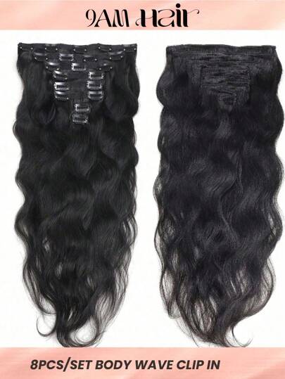 8pcs Loose Wave Clip In Natural Black Virgin Human Hair Extension Clip-In Hair Extension Weft Hair Body Wave Extension Hair Weaves Clip Ins Hair Extensions