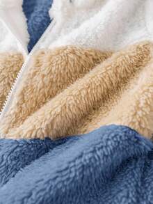 SHEIN Babyboy/Babygirl Casual Cute Colorblock Fluffy Hooded Long Sleeve Jacket, Autumn/Winter Fall - Multicolor - View 12