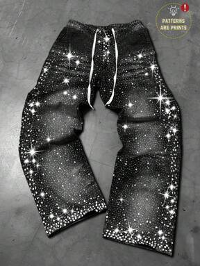 Manfinity Streetrush Men's Fashionable Glitter Print Sweatpants