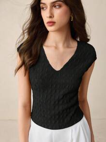 BizChic 2025 秋季新款优雅都市浪漫朴素乡村音乐演唱会复古机场旅行婚礼宾客生日万圣节商务休闲办公室约会派对郊游返校女士 V 领纹理 T 恤外套上衣秋季