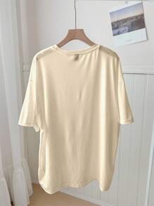 SHEIN EZwear Oversized Casual Minimalist Girls Trip Fruit & Floral Graphic Round Neck Short Sleeve T-Shirt For Women