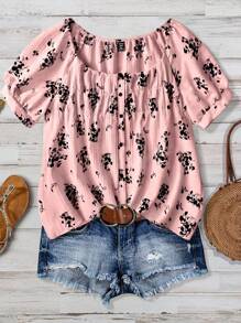 Linhara Camisa de mujer de talla grande de tejido informal para vacaciones de verano