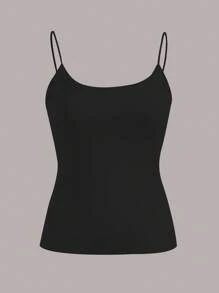 SHEIN EZwear 4pcs Casual Solid Color Black, Navy, Sky Blue, White Basic Camisole Tops, Suitable For Spring/Summer - Multicolor - View 7