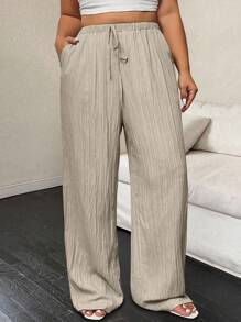 SHEIN Tall CURVE 大码女式休闲高腰长裤