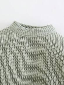 Cozy Pixies Baby Casual Pullover Crew Neck Long Sleeve Sweater Baby Boy Light Green Sweater Baby Boy Knitted Sweater Toddler Boy Sweater Baby Crew Neck Sweater Baby Boy Jumper Baby Boy Crew Neck Sweater Baby Boy Sage Green Sweater,In Fall/Winter - Green - View 4