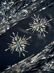 Đá giả kim cương, pháo hoa, quyến rũ, lấp lánh, ngôi sao năm cánh, miếng dán ngực ba chiều nhiều màu, miếng dán mặt, lễ hội âm nhạc, hộp đêm, trang phục hộp đêm phụ kiện gợi cảm cho phụ nữ - Bạc - Xem 6